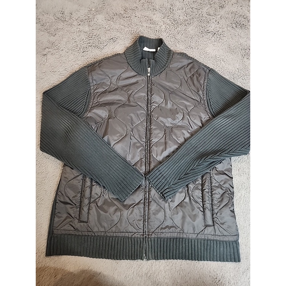 Dkny Jeans Men's Zip Up Sweater Jacket Size XL Black Mock Neck
